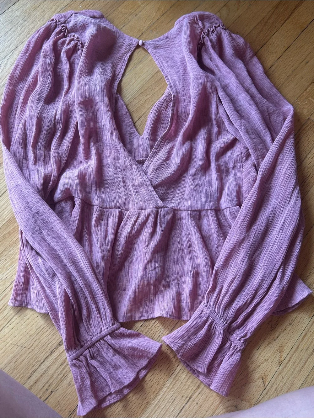 Womens free people daia Pink V-Neck Ruffle Peplum Blouse